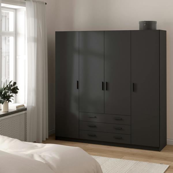 Furniture To Go Sprint Wardrobe with 4 Doors + 3 Drawers in Matt Grey