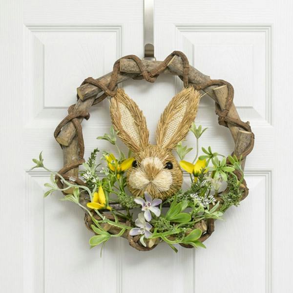 Garden Greatness Springtime Easter Straw Bunny Floral Wreath