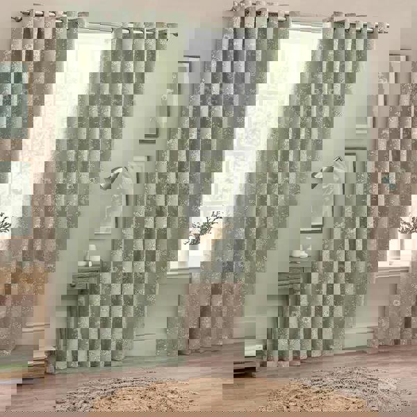 Wylder Nature Sophia Jacquard Floral Eyelet Curtains - Sage