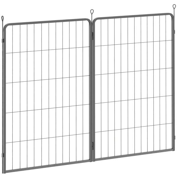 Two-piece black dog pen expansion panels with connecting stakes, 100cm tall