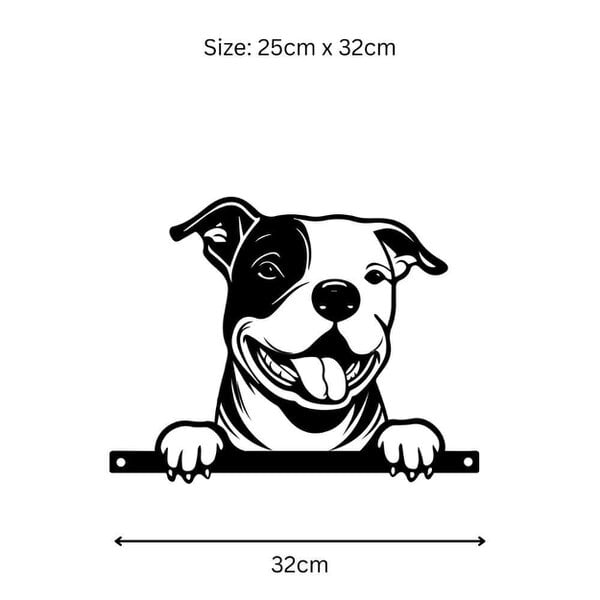 EDH Door Hardware Metal Staffie Peeking Dog Silhouette – 25cm x 9cm x 1.5cm | Decorative Metal Dog Art for Home & Garden Décor