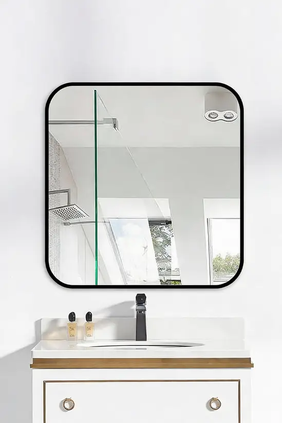 Living and Home Modern Square Wall Mirror with Aluminum Alloy Frame