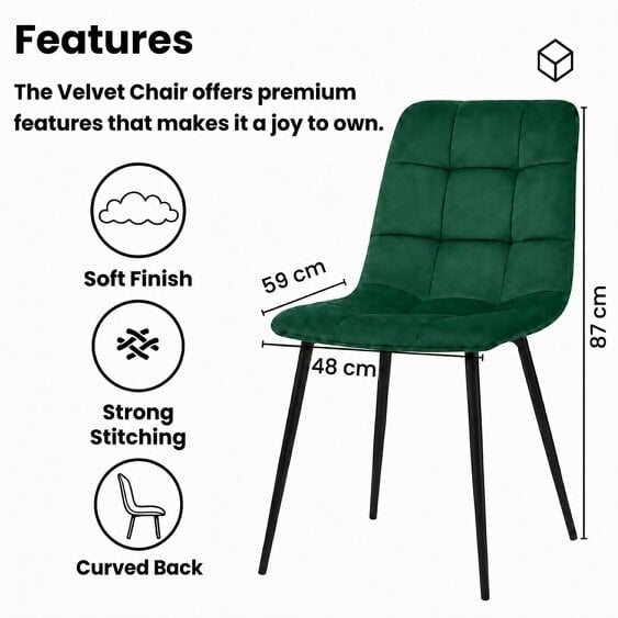 Kosy Koala Modern Wood Effect Dining Table Set With 4 Green Velvet Chairs Dining Room Furniture