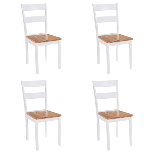 Berkfield Dining Chairs 4 pcs White Solid Rubber Wood