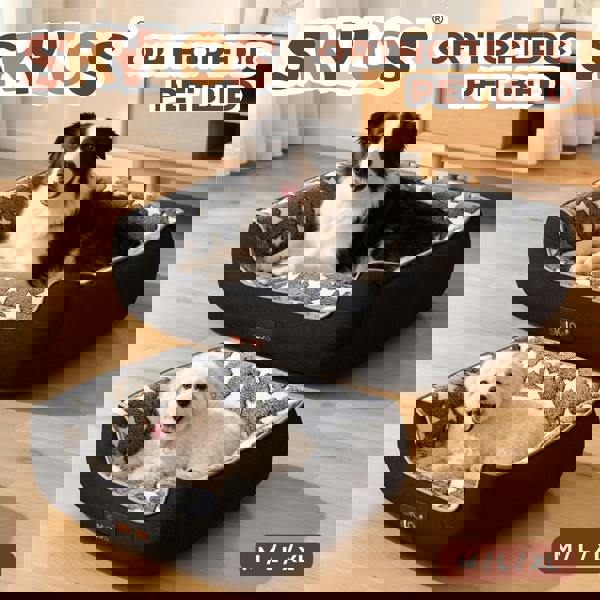 Skylos Orthopedic Pet Bed Non-Slip Corduroy Flannel for Small Large Dogs Durable