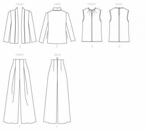 Vogue Sewing Pattern 1620, Jackets, Tops, Trousers for Women, A5 (6-8-10-12-14) - Intermediate