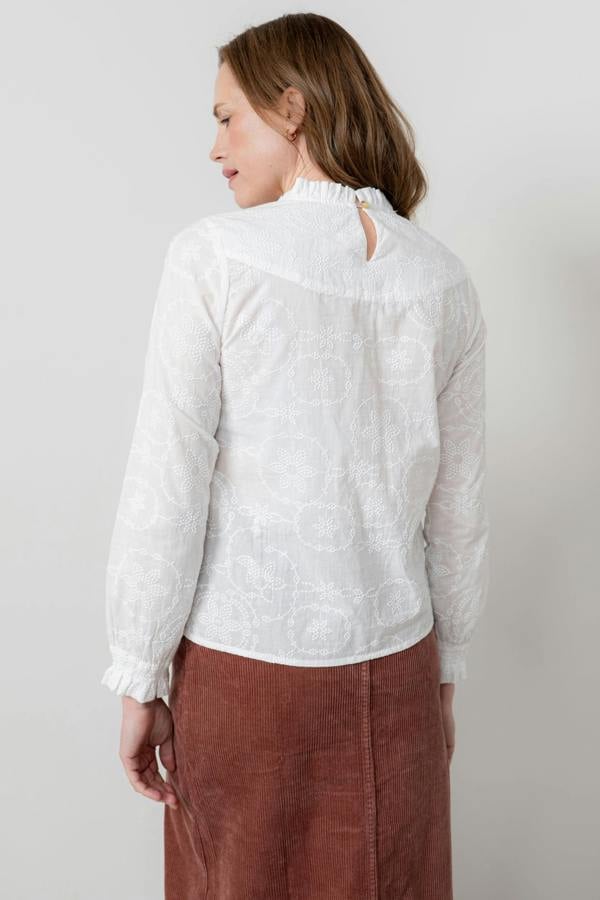 Lily & Me Fiona Gathered Neck Blouse White