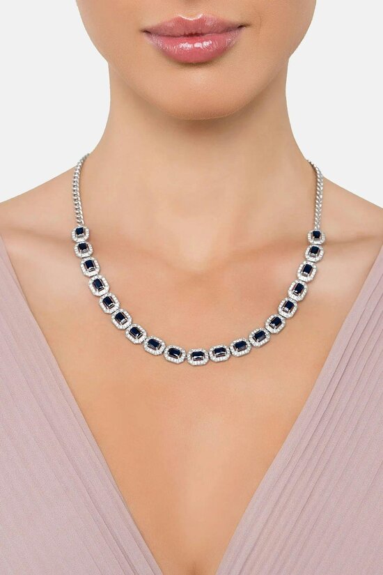 Latelita Whistledown Sapphire Gemstone Necklace Silver