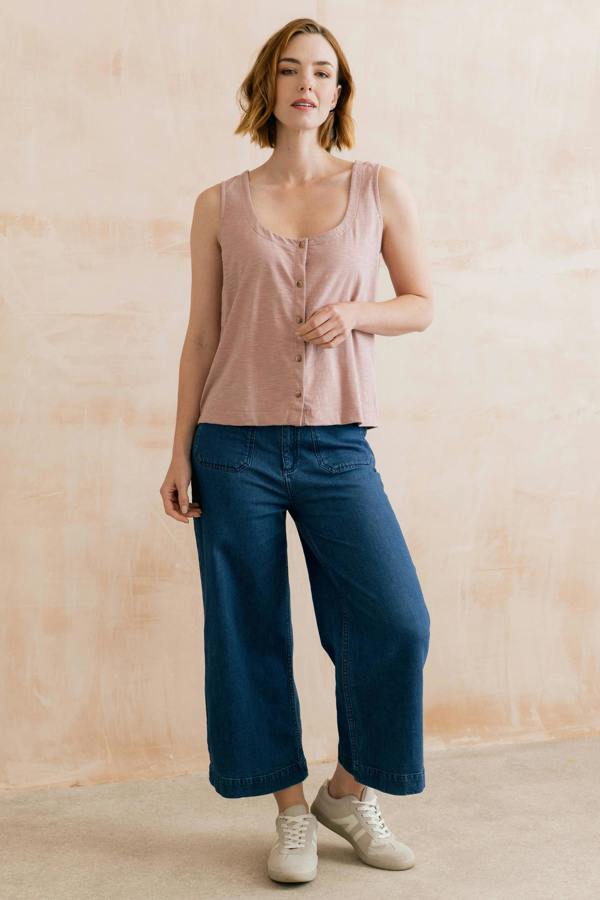 Lily & Me Pier Organic Cotton Jersey Button Vest Soft Pink