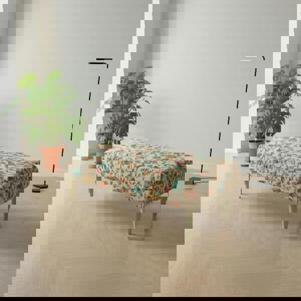 Multi-toned long upholstered bench perfect for coffee table or extra seating