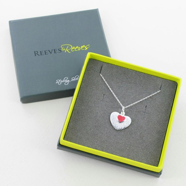 Red Love Heart Sterling Silver Necklace - Reeves & Reeves