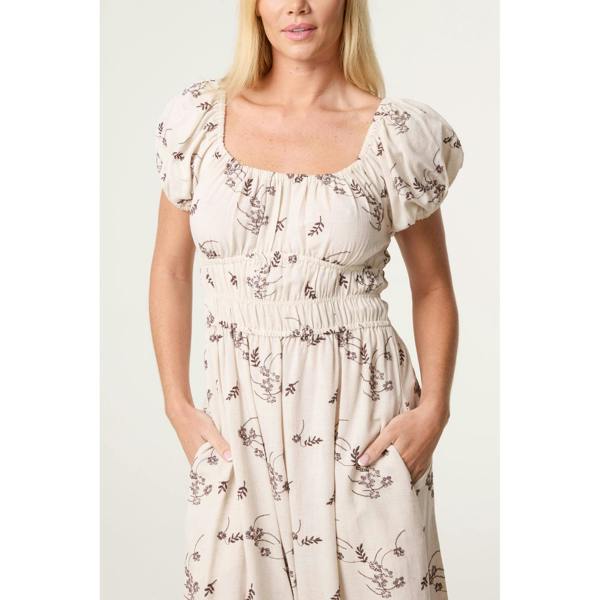 Blue Vanilla Embroidery Milkmaid Midi Dress