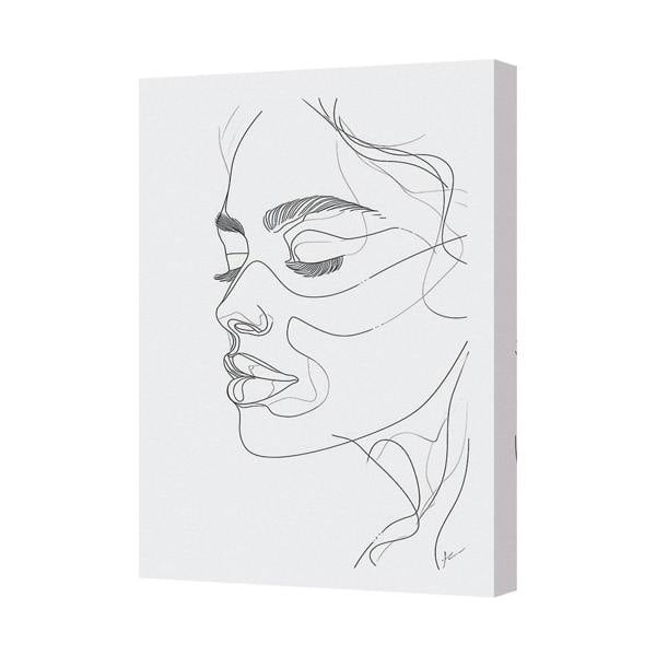 Benjamin Tate Design Line Art Portrait Canvas Print With Deep Wooden Frame UK Handmade