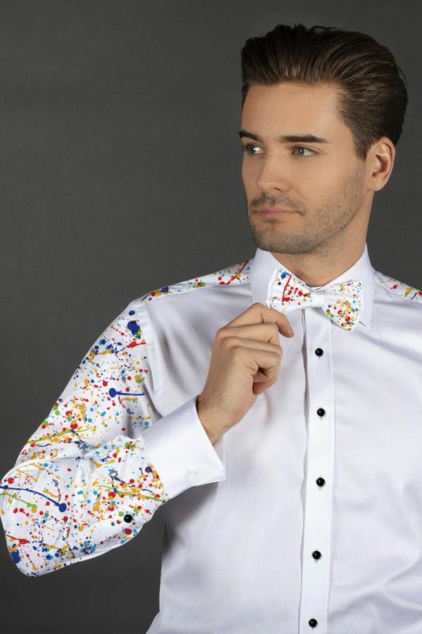 PAINT SPLASH TUXEDO SHIRT - Premium Men's Patterned Shirt by Claudio Lugli | Bold Design, Tailored Fit, Best Printed Shirts