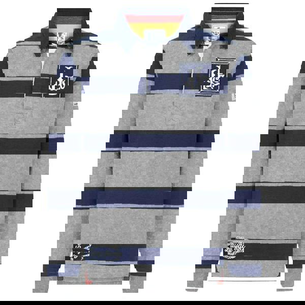 Lazy Jacks Boys Striped Rugby Shirt - Grey Marl