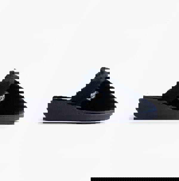 Totes Isotoner SPARKLE VELOUR HEELED MULE Womens Mule Slippers Navy