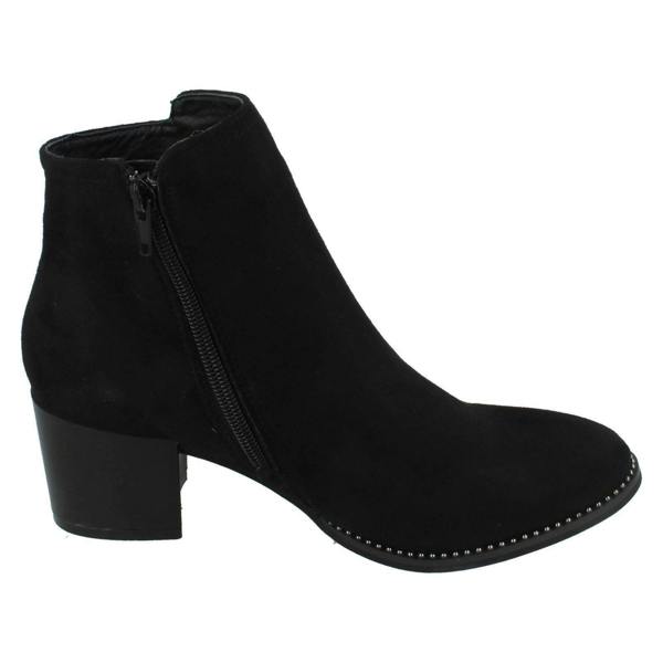 Spot On Ladies Spot On Zip With Decorative Badge Detail Ankle Boots F50929