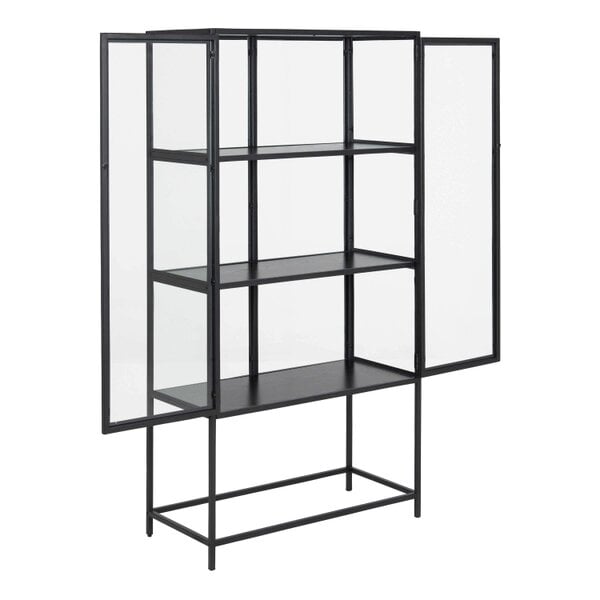 Wyld Haus Taipei Black Metal 2 Glass Door Display Bookcase Cabinet