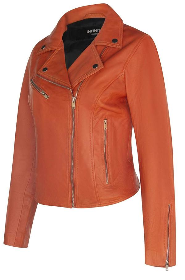 Womens Classic Leather Brando Biker Jacket-Loughton - Upperclass Fashions 