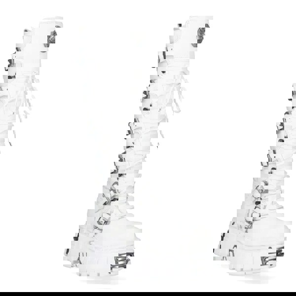 New Rock M-272-C69 Knee High White Leather Gothic Boots