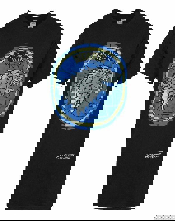 Game of Thrones Mens Black House Stark Direwolf Short Sleeved T-Shirt