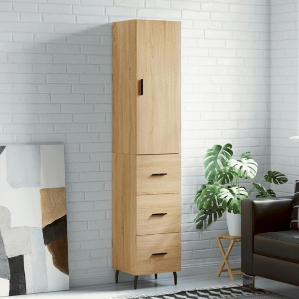 Berkfield Highboard Sonoma Oak 34.5x34x180 cm Engineered Wood