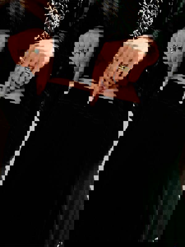 GWD Floral Embellished Sparda Skirt in Dark Green