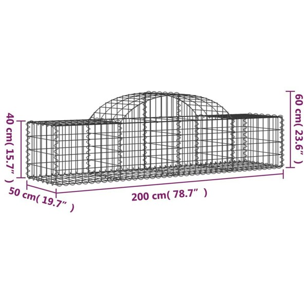Berkfield Arched Gabion Baskets 11 pcs 200x50x40/60 cm Galvanised Iron