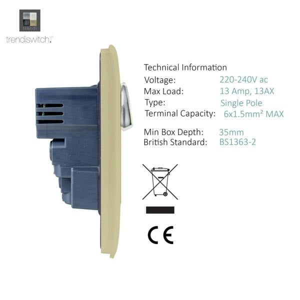 Trendi Switch 2 Gang 4 Port USB 2100mA Plug Socket in Champagne Gold