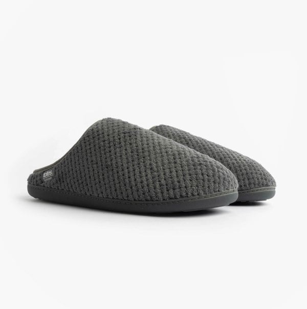 Totes Isotoner SWEPT BACK POPCORN MULE Mens Mule Slippers Grey