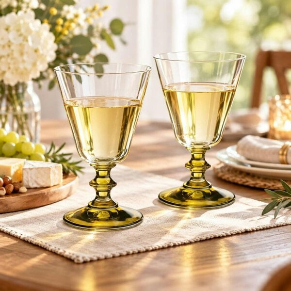 Crystal Wine Glasses – Hand Painted Green Stem - Set of 2