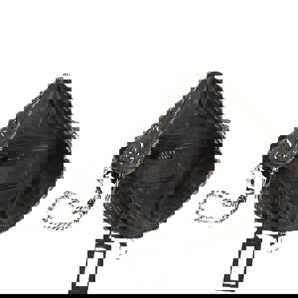 Assots London 'HOLBORN' Metallic Silver and Black Floral Designer Leather Clutch Bag