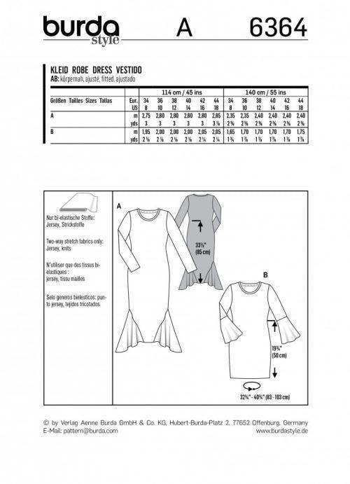 Burda Sewing Pattern 6364 Dresses For Women, 8 to 18  - Easy