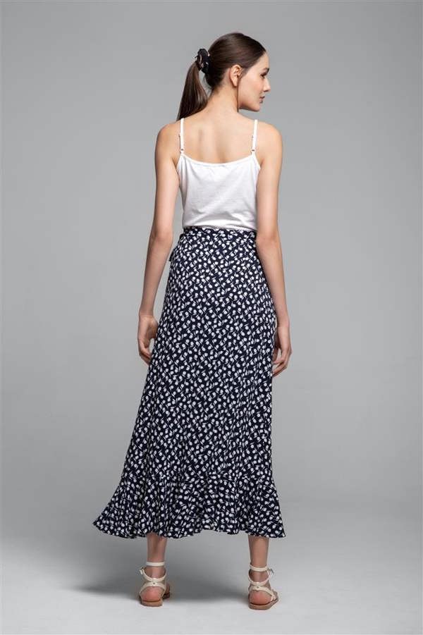 Rumour London Stella ruffled floral-print wrap skirt