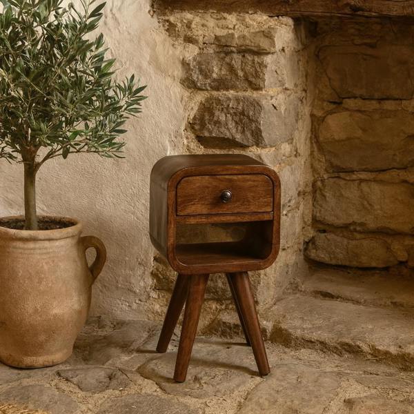 Wyld Haus Cagliari Small Chestnut Curve Lower Bedside Table