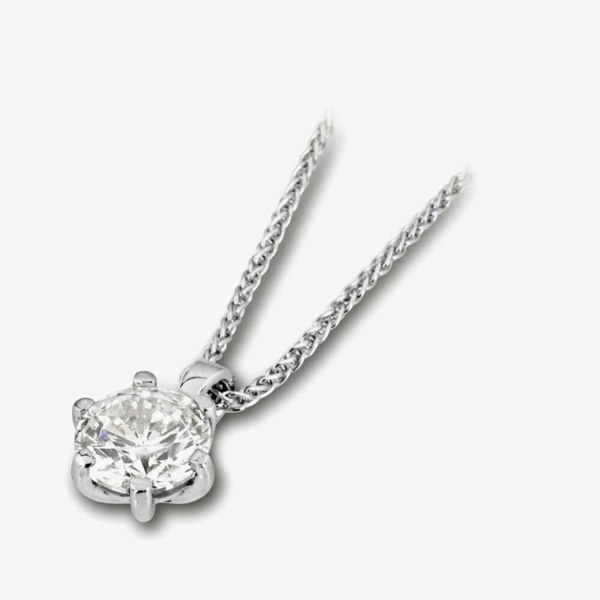 T. H. Baker 18ct White Gold 0.52ct Brilliant Round 6 Claw Diamond Pendant PD244(5.0)