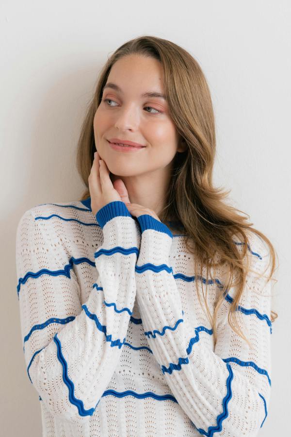 Lily & Me Sophie Pointelle Cotton Stripe Jumper