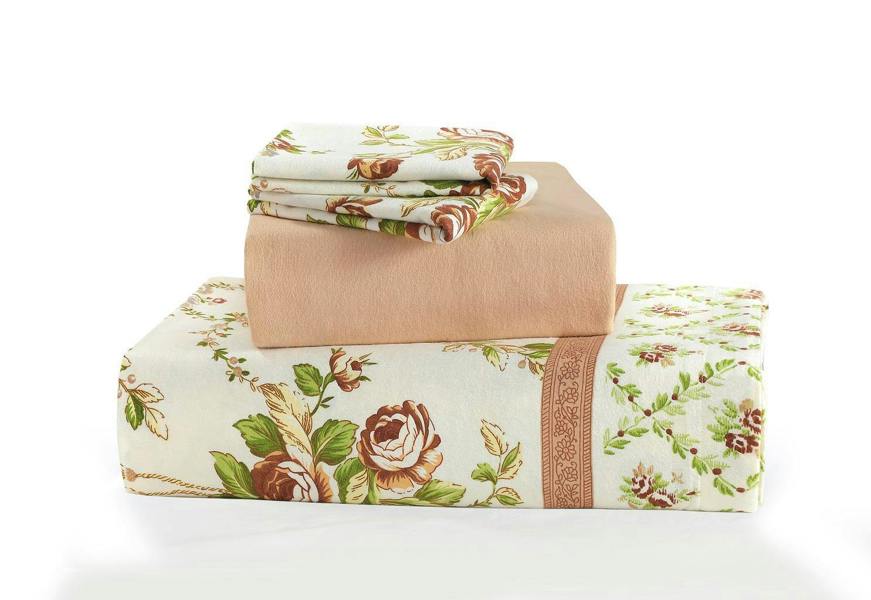 Olivia Flannelette Sheet Set - Natural - Single