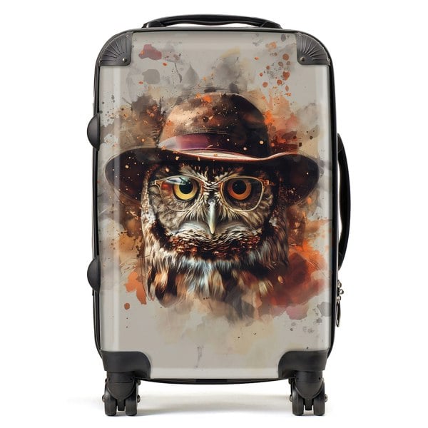 Warren Reed Owl With Hat And Glasses Suitcase