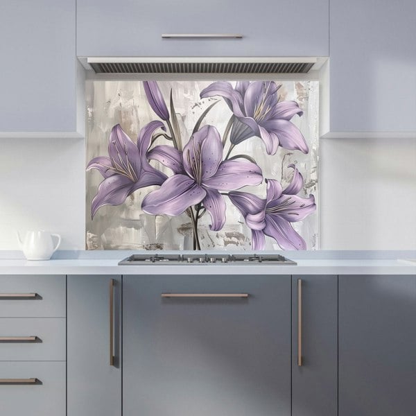 Warren Reed - Designer Purple Lilies In Bloom Kitchen Splashback