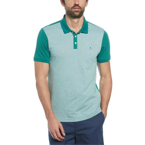 Original Penguin Mens Vertical Stripe Polo Shirt - Green - 
