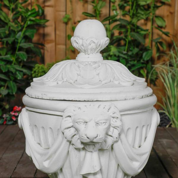 White Stone Royal Garden Urn with Plinth 