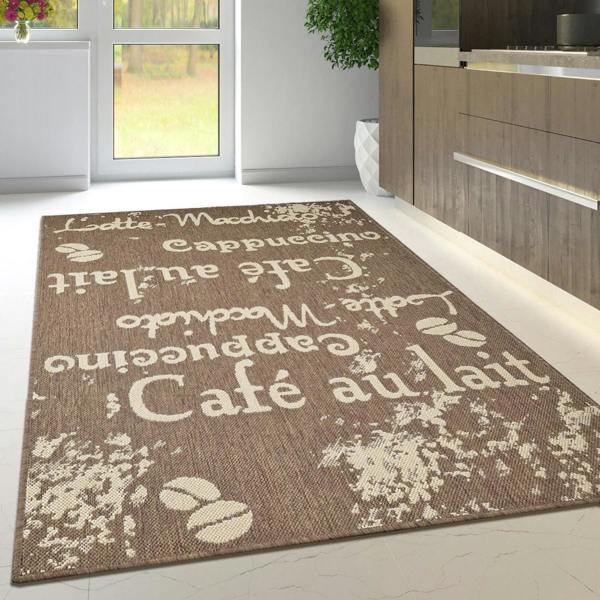 Non-Slip Natural Brown Kitchen Rug Coffee Pattern Flat Weave Sisal Look Area Mat and Runner