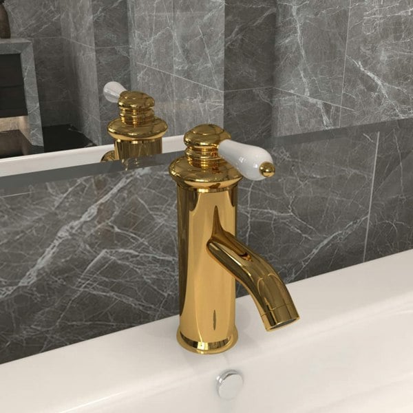 Berkfield Bathroom Basin Faucet Gold 130x180 mm