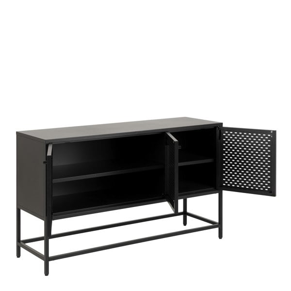 Furniture To Go Newcastle 3 Door Raised Sideboard in Matt Black