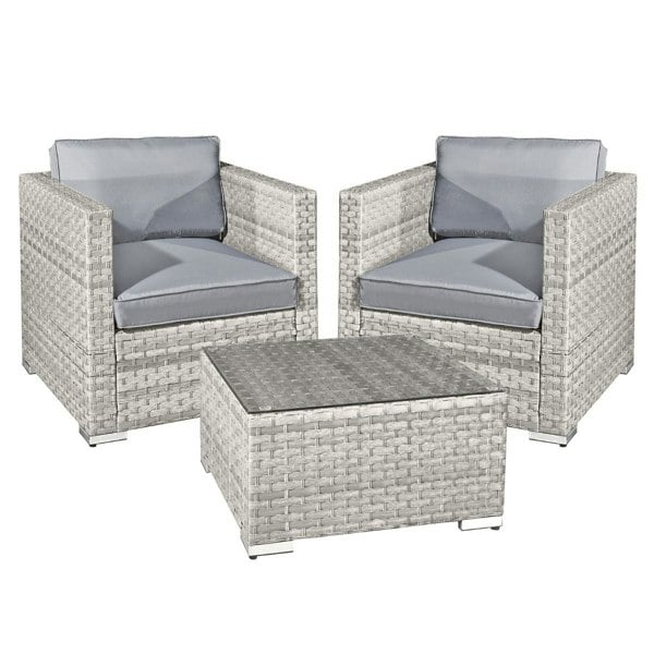 Oseasons Malta Rattan 2 Seat Tea for Two Set in Dove Grey