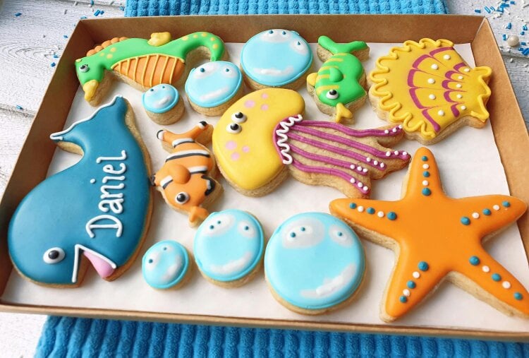 The Cookie Collaboration Hand-iced Personalised Under the Sea Cookie LETTERBOX GIFT