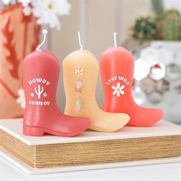 Serano Set of 3 Cowboy Boot Candles