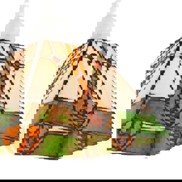 Designer Art Deco Tiffany Glass Pendant Light Shade in Green and Amber Image 3