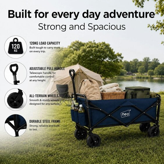 Neo Direct Neo Navy Folding Wagon Garden Cart 138L 120kg